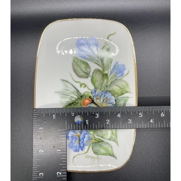 Gorgeous Vintage Hand Painted Hummingbird Trinket Dish-artist‎ signed - Picture 6 of 7
